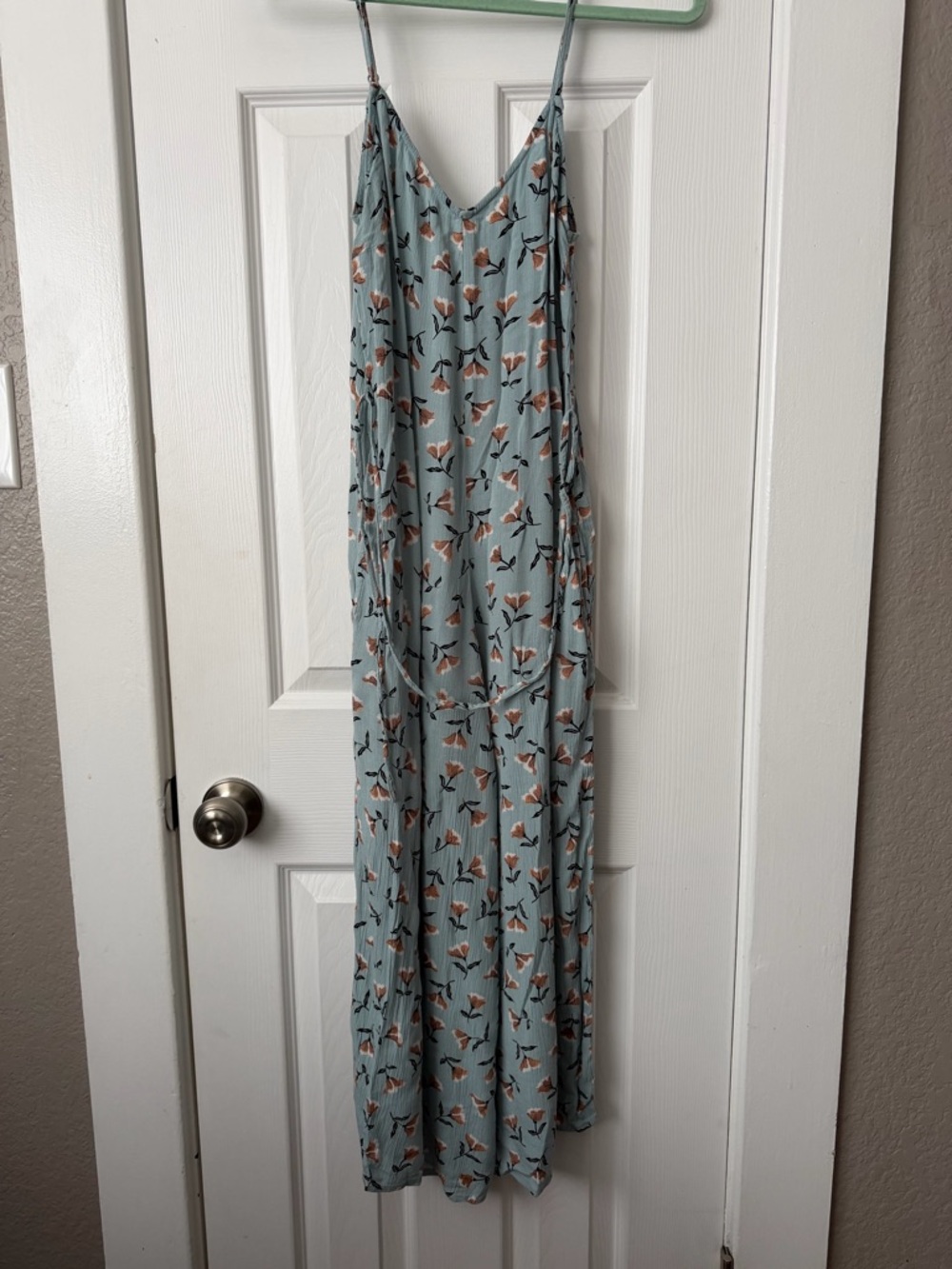 Billabong Dusty Blue Floral Cropped Jumpsuit